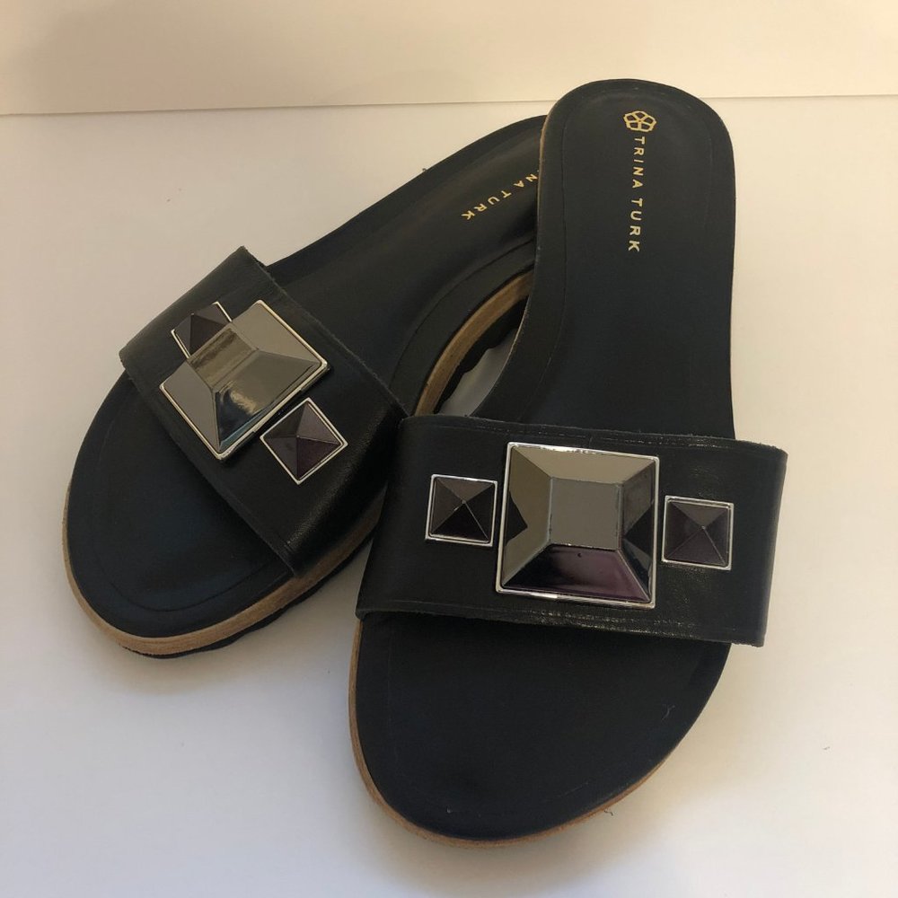 Trina Turk Calabasas Open Toe Leather Slides